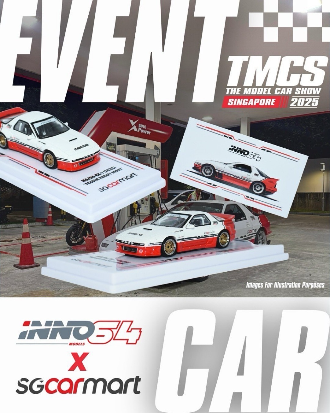 ミニカー inno64Mazda RX-7 Singapore 2025 Event INNO64 x SGCARMART Mazda RX-7 (FC3S) “Pandem Rocket Bunny