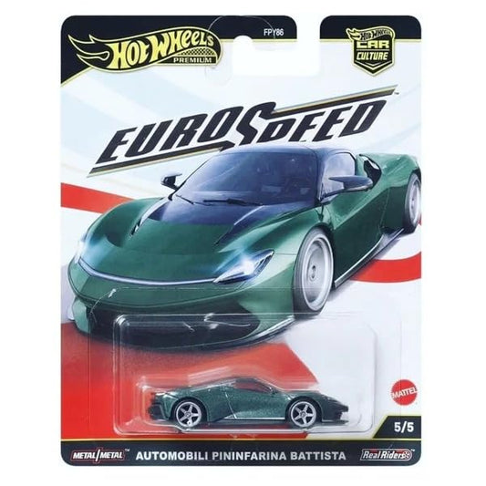 Hot Wheels Euro Speed Premium Die-Cast Car, 1:64 Scale, Limited Release, Metal Body (Automobili PININFARRINA Battista)