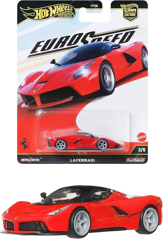 Hot Wheels Euro Speed Laferrari Premium Die-Cast Car, 1:64 Scale, Limited Release, Metal Body