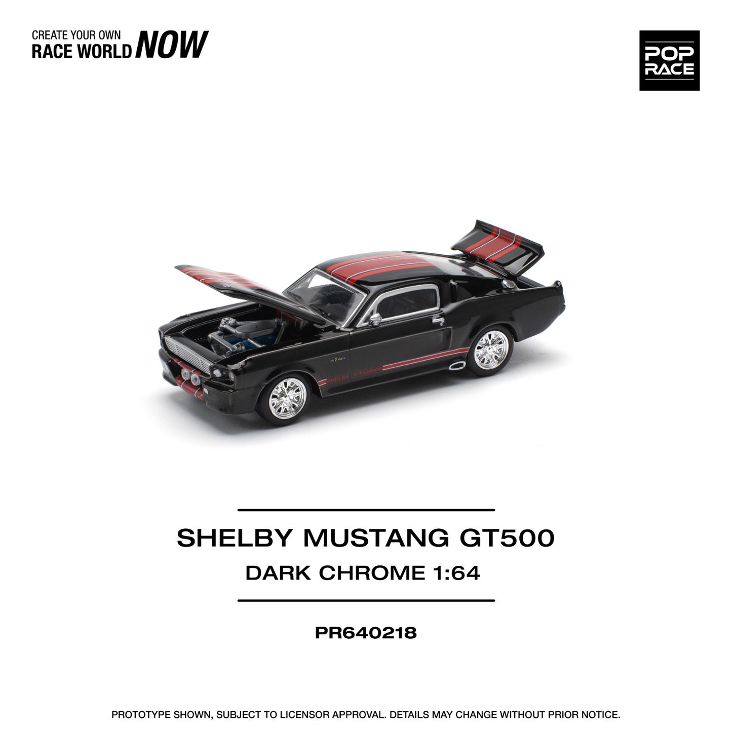 Poprace 1:64 SHELBY MUSTANG GT500 DARK CHROME (PR64-218)