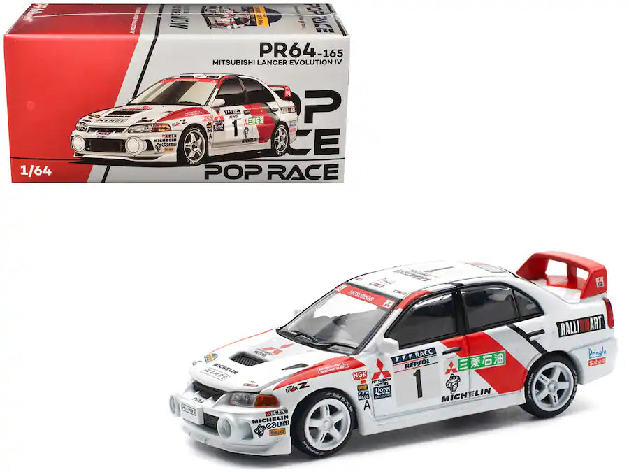 Pop Race - Mitsubishi Lancer Evolution IV RHD #1 Tommi Makinen / Seppo Harjanne Rally de Catalunya 1997 Winner 1/64 - Multicolor (PR64-165)