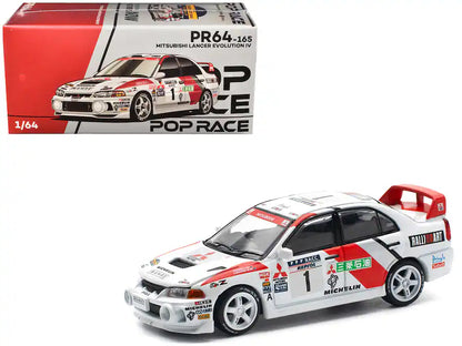 Pop Race - Mitsubishi Lancer Evolution IV RHD #1 Tommi Makinen / Seppo Harjanne Rally de Catalunya 1997 Winner 1/64 - Multicolor (PR64-165)