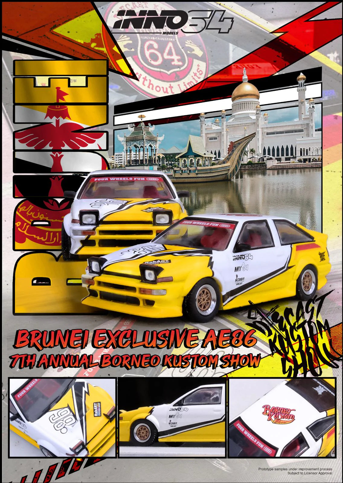 Inno64 1/64 Toyota Sprinter Trueno AE86 Brunei Diecast Kustom Show 2024 Diecast Scale Model Car
