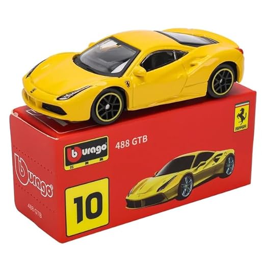 Bburago 1:64 Scale Ferrari Series Model Collection Race Diecast Metal Model Car (488 GTB), Yellow