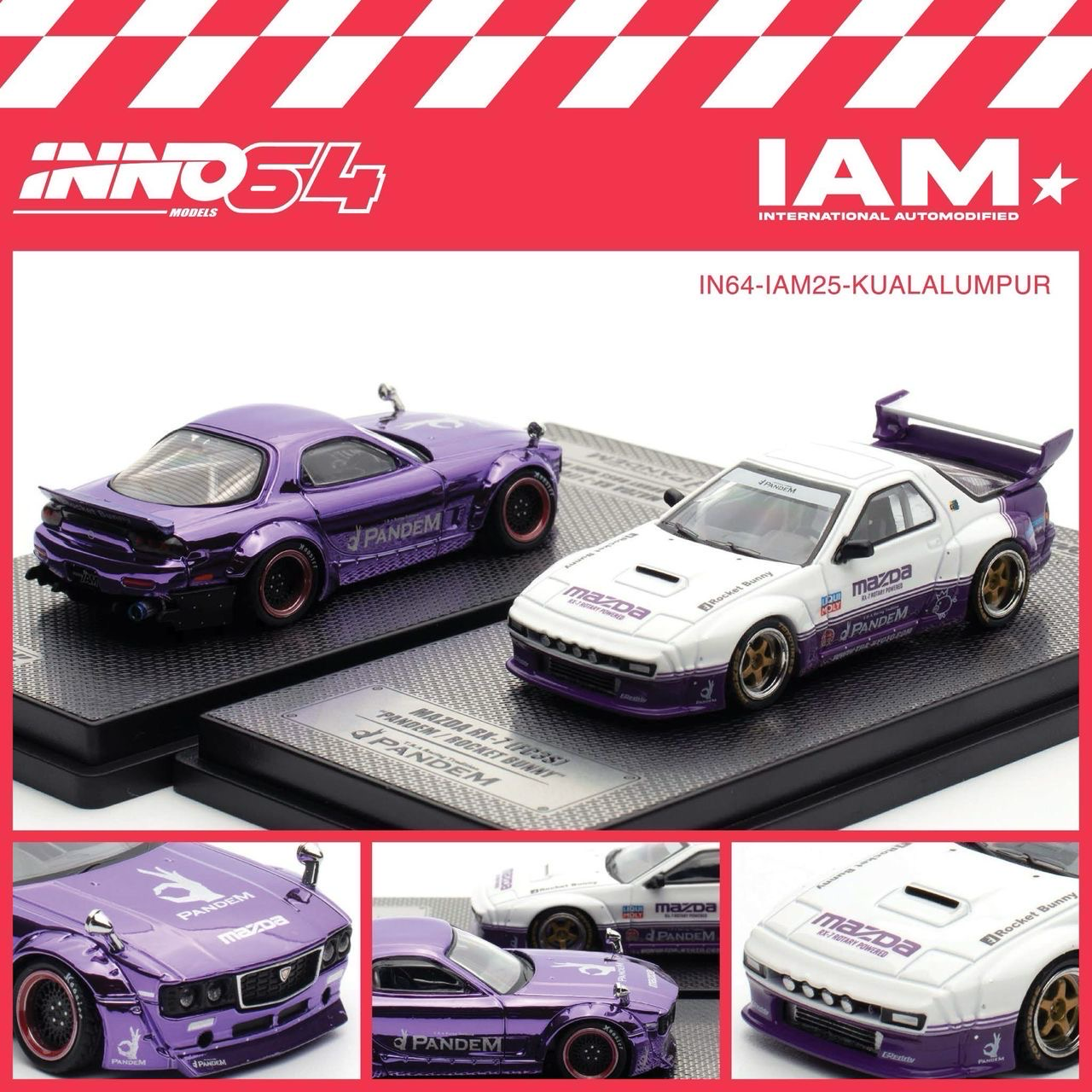 INNO64 Mazda RX-7 FC3S Pandem Rocket Bunny White & Wide Body Kit Purple Event Edition | 2025 IAM Kuala Lumpur