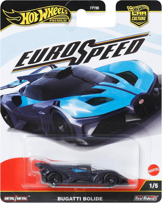 Hot Wheels Euro Speed Premium Die-Cast Car, 1:64 Scale, Limited Release, Metal Body (Bugatti Bolide)