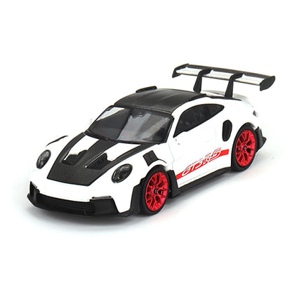 Mini GT Porsche 911 GT3 RS Weissach Package, 1:64 Scale, White with Pyro Red, Limited Edition Die-Cast MGT00706