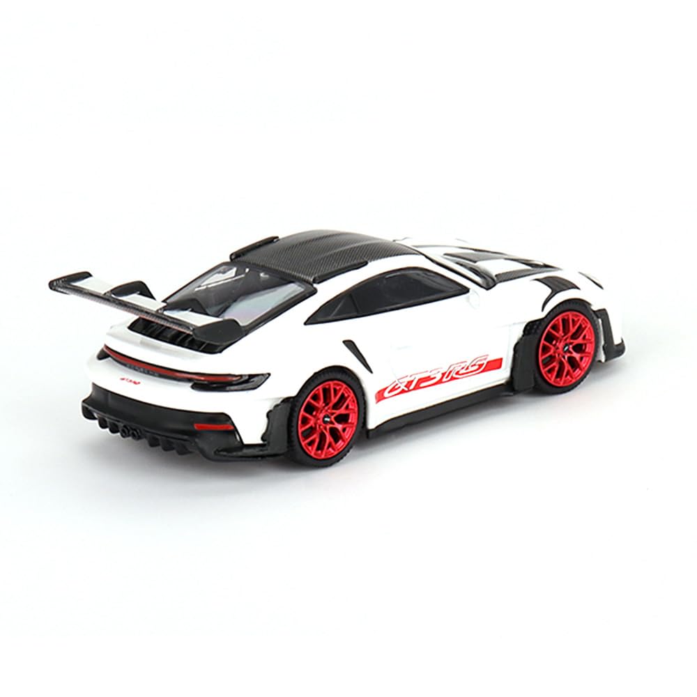 Mini GT Porsche 911 GT3 RS Weissach Package, 1:64 Scale, White with Pyro Red, Limited Edition Die-Cast MGT00706