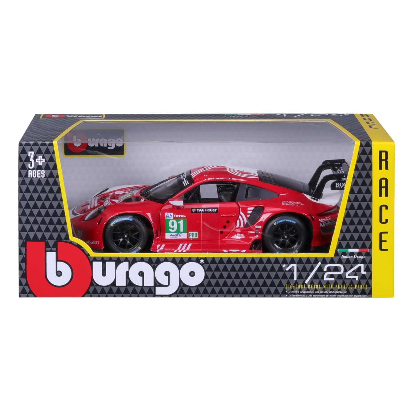 Porsche 911 RSR Red 1:24 Bburago licensed diecast Scale Model car