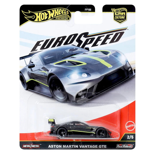 Hot Wheels Euro Speed Premium Die-Cast Car, 1:64 Scale, Limited Release, Metal Body (Aston Martin Vantage GTE)