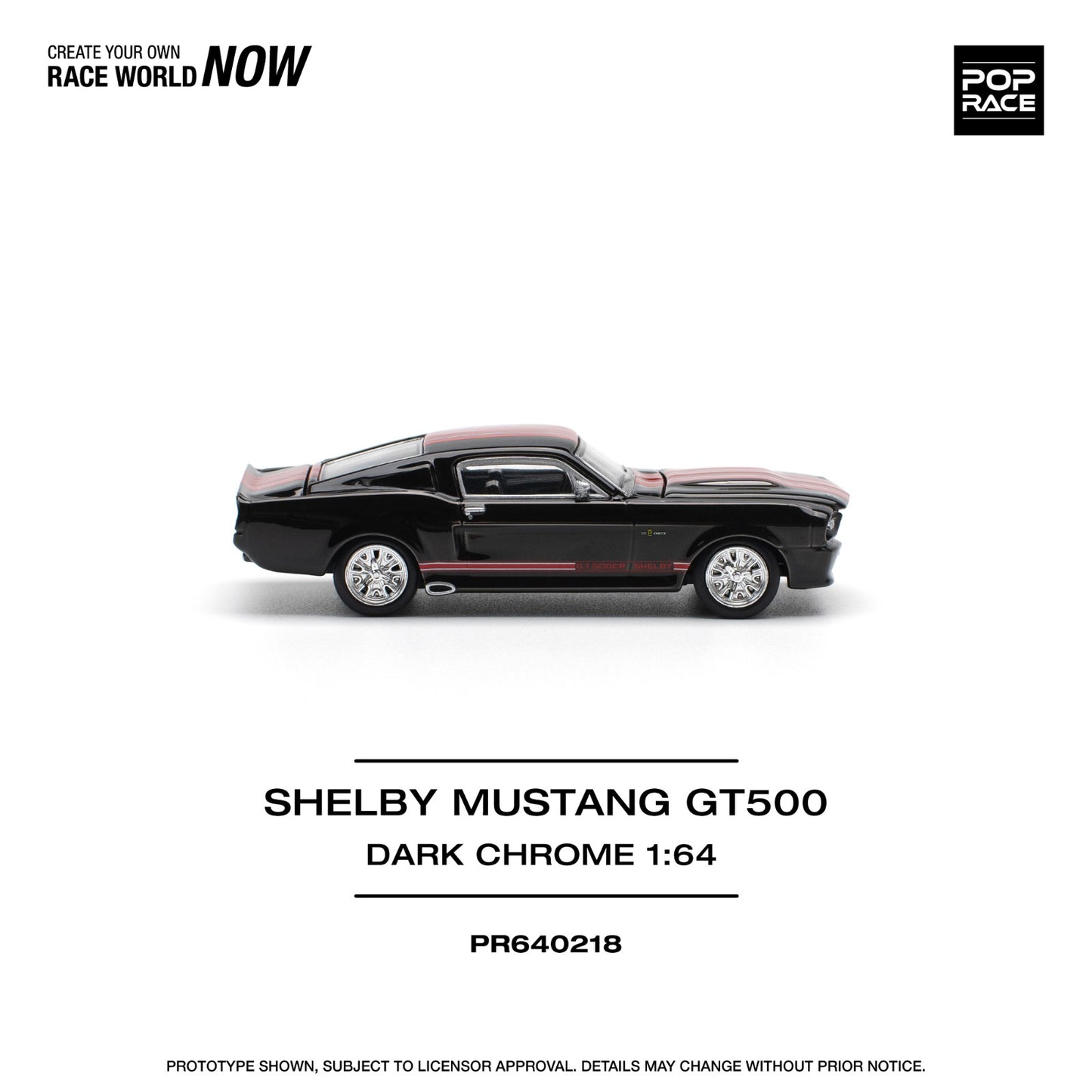 Poprace 1:64 SHELBY MUSTANG GT500 DARK CHROME (PR64-218)