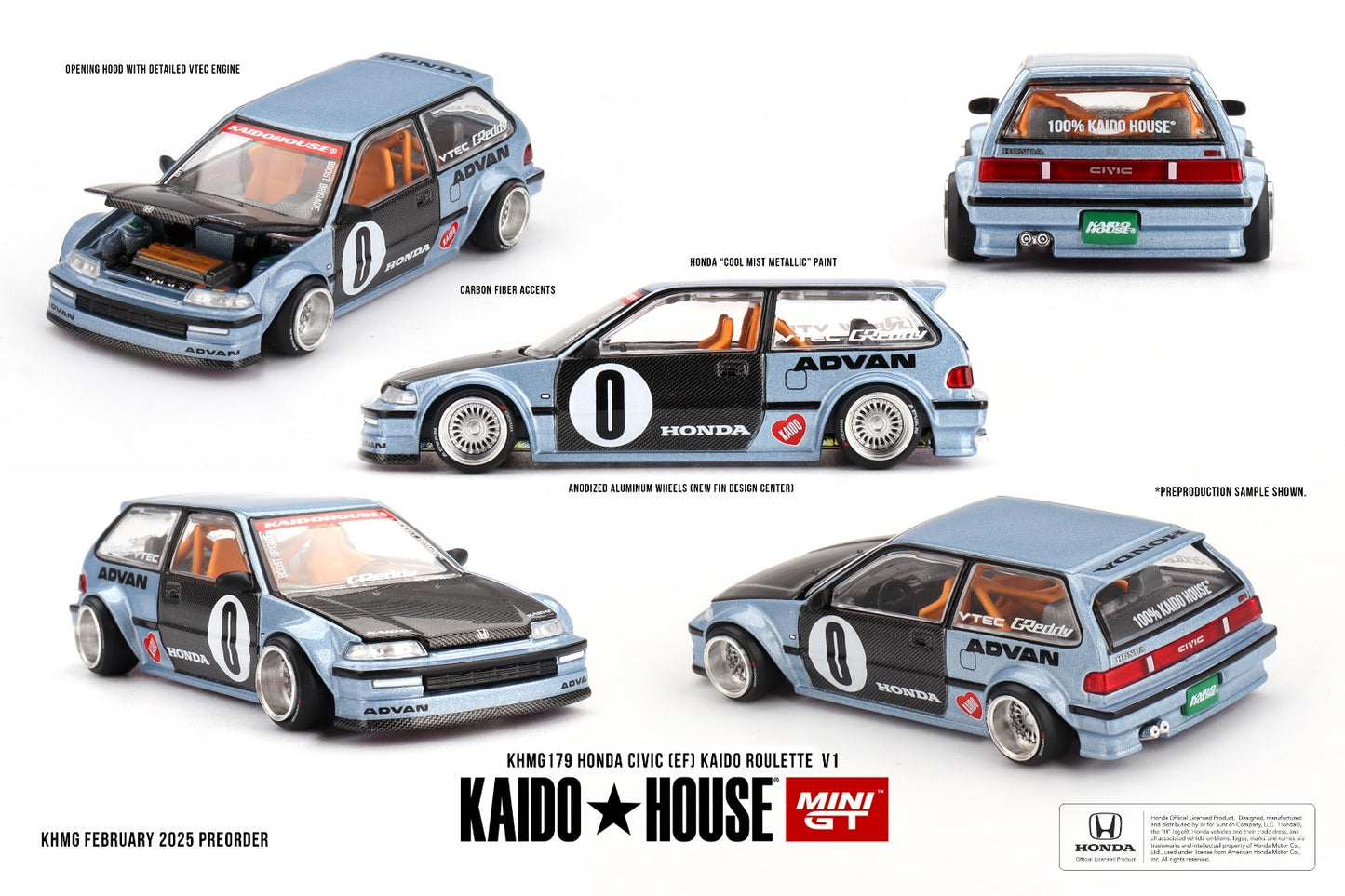 Mini GT #179: MINI GT HONDA CIVIC EF KAIDO ROULETTE VI