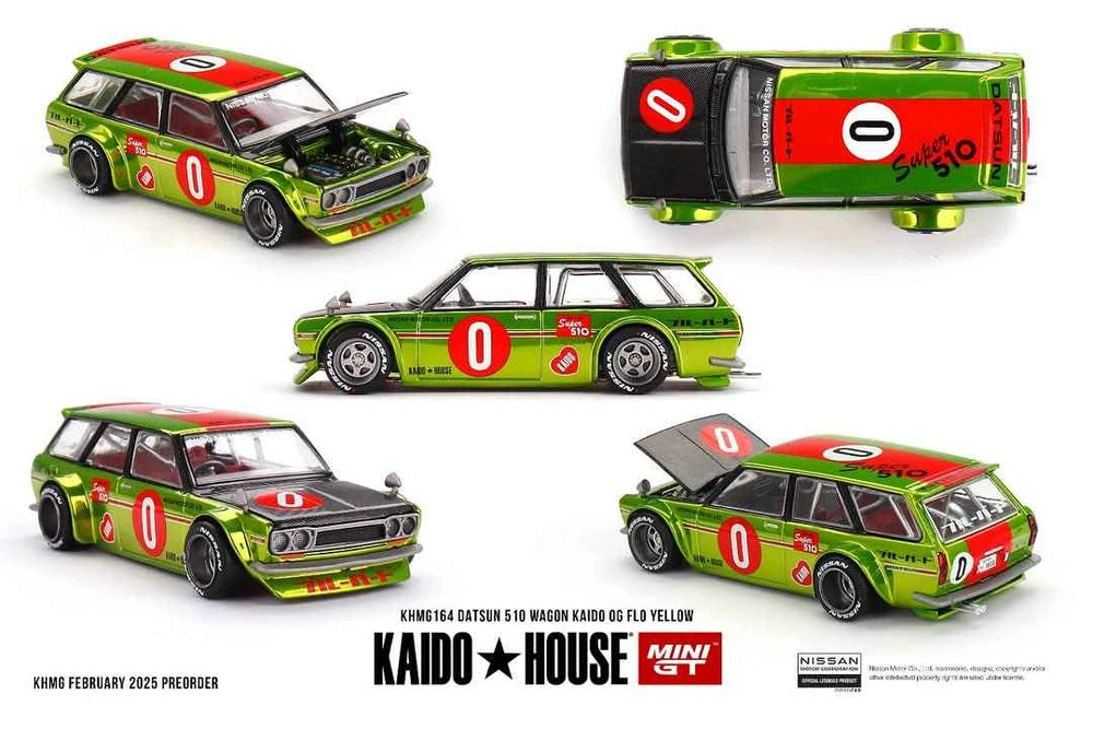 Mini GT #164: Kaido House Datsun KAIDO 510 Wagon OG Flo Yellow