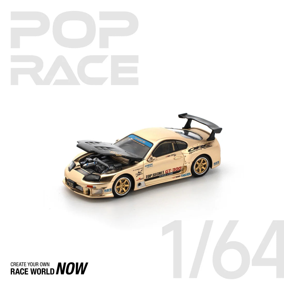 Pop Race - Top Secret GT300 Supra Carbon Hood - Scale 1/64 PR64-277